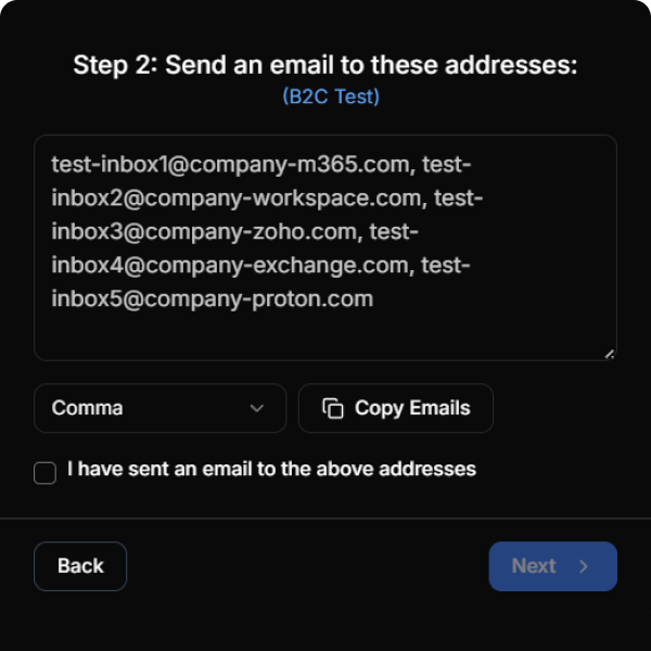 Copy the Test Emails and Dispatch Your Message